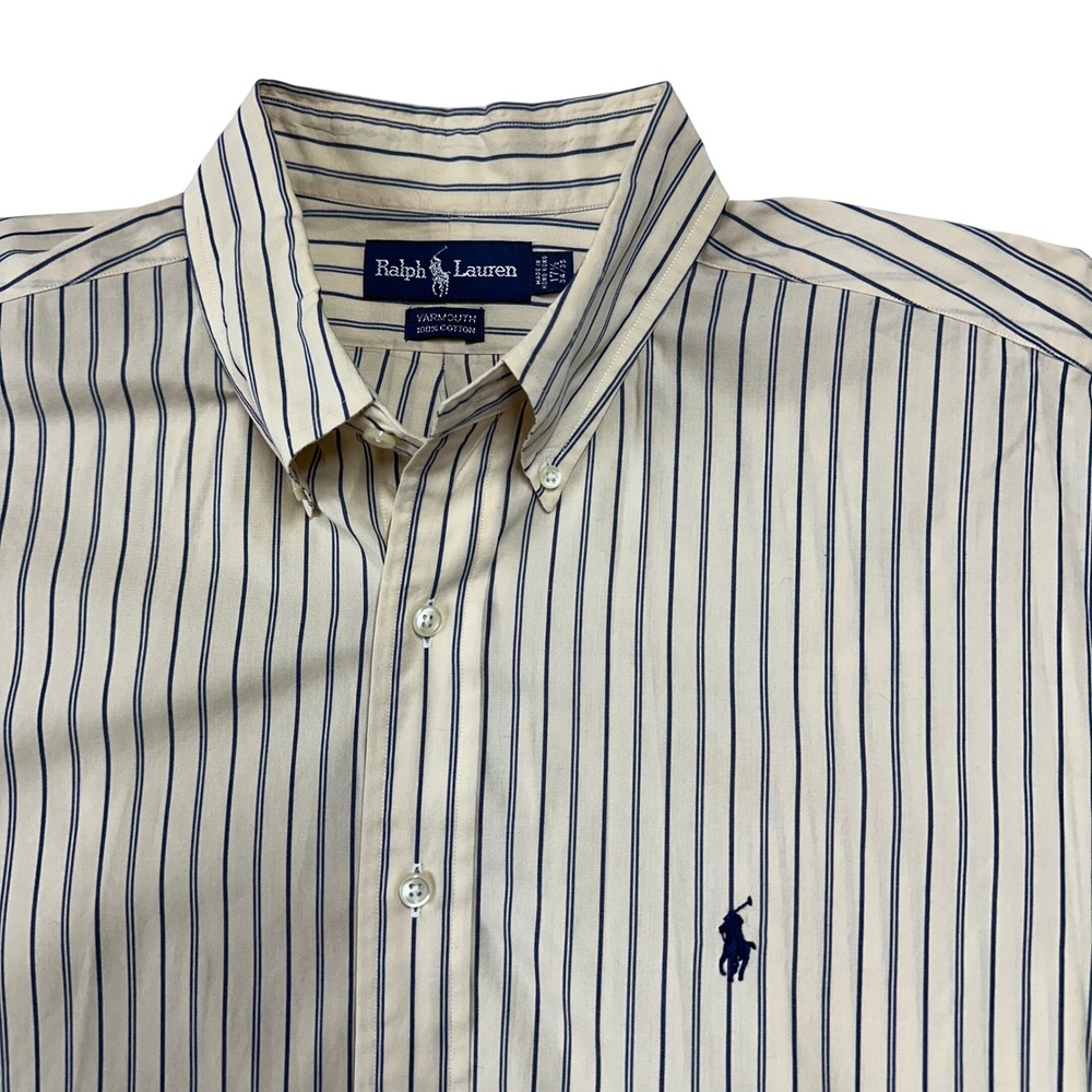 VTG Ralph Lauren Yarmouth Dress Shirt Men's XL 17.5 34/35 Striped 100% Cotton